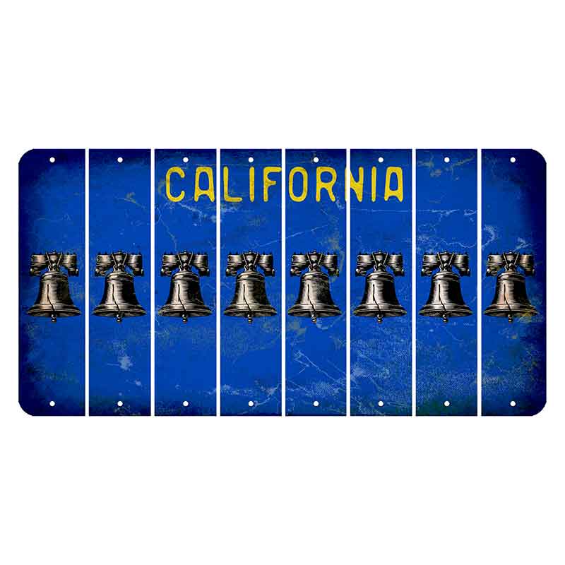 California Blue Cut License Plate Strips (Set of 8) Liberty Bell