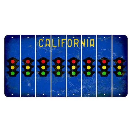 California Blue Cut License Plate Strips (Set of 8) Traffic Light