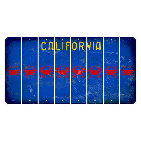 California Blue Cut License Plate Strips (Set of 8) Crab