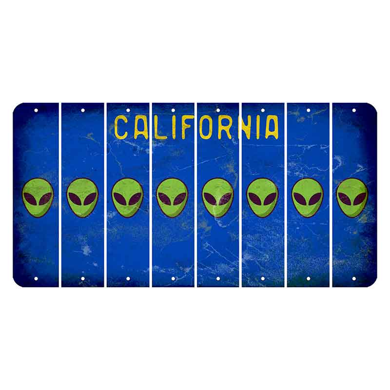 California Blue Cut License Plate Strips (Set of 8) Alien
