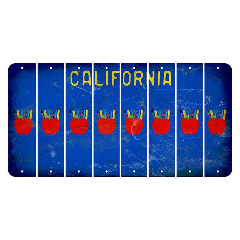 California Blue Cut License Plate Strips (Set of 8) Teacher Apple