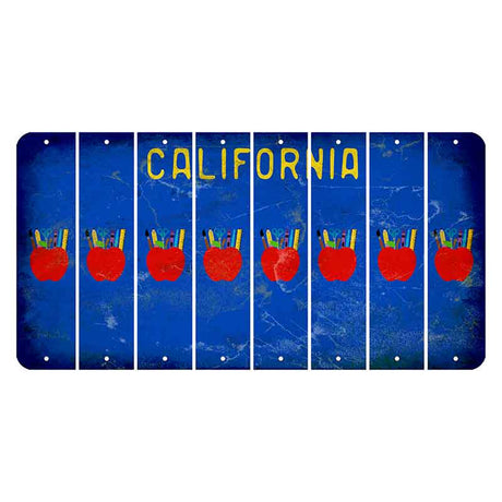 California Blue Cut License Plate Strips (Set of 8) Teacher Apple