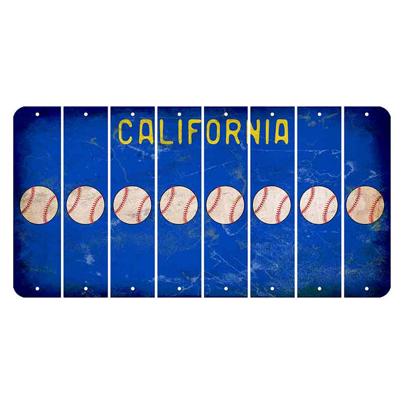 California Blue Cut License Plate Strips (Set of 8) Baseball