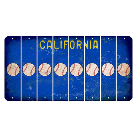 California Blue Cut License Plate Strips (Set of 8) Baseball