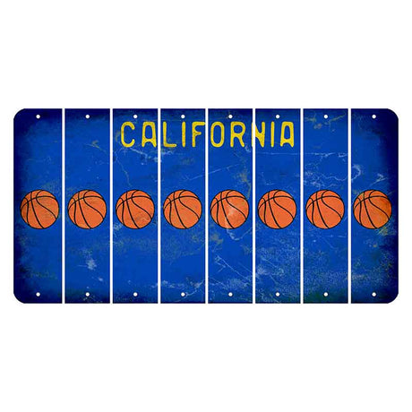 California Blue Cut License Plate Strips (Set of 8) Basketball