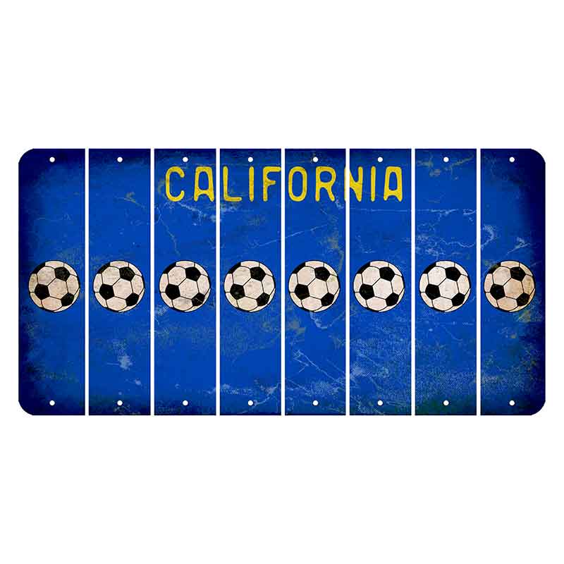 California Blue Cut License Plate Strips (Set of 8) Soccerball