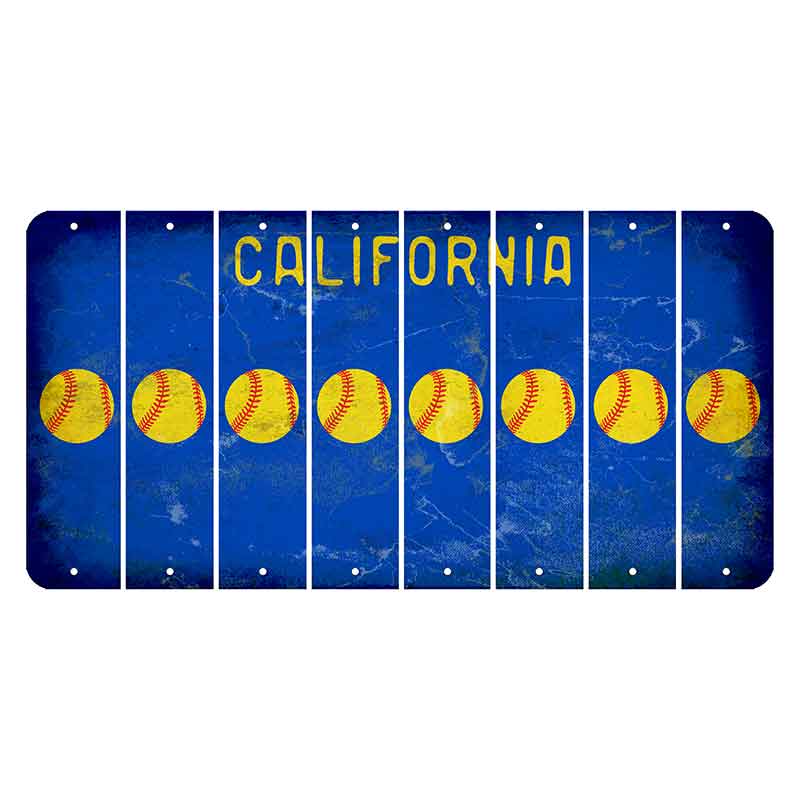 California Blue Cut License Plate Strips (Set of 8) Softball