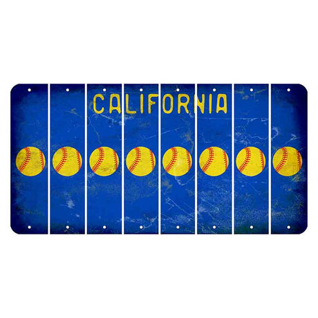 California Blue Cut License Plate Strips (Set of 8) Softball