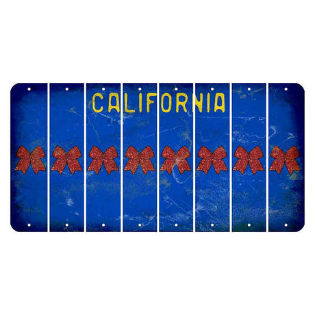 California Blue Cut License Plate Strips (Set of 8) Cheer Bow