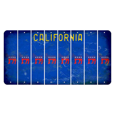 California Blue Cut License Plate Strips (Set of 8) Democrat