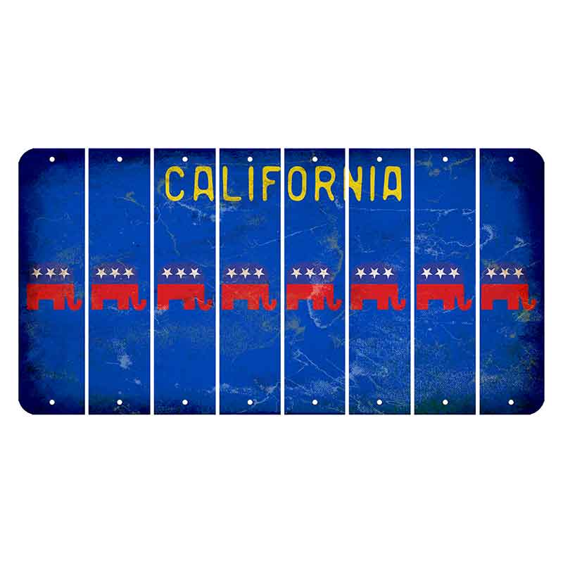 California Blue Cut License Plate Strips (Set of 8) Republican