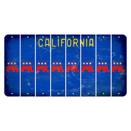 California Blue Cut License Plate Strips (Set of 8) Republican