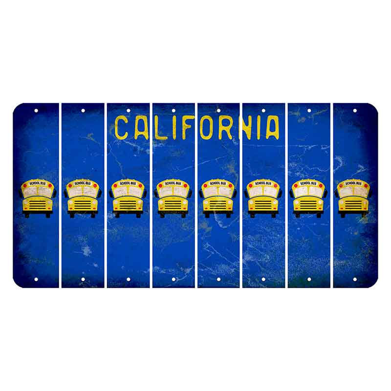 California Blue Cut License Plate Strips (Set of 8) School Bus
