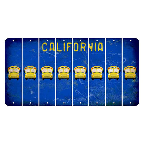 California Blue Cut License Plate Strips (Set of 8) School Bus