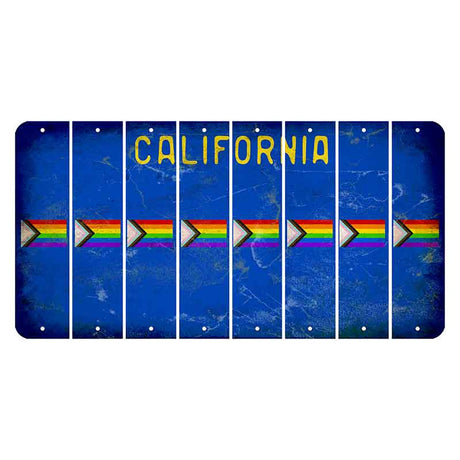California Blue Cut License Plate Strips (Set of 8) LGBTQ Flag