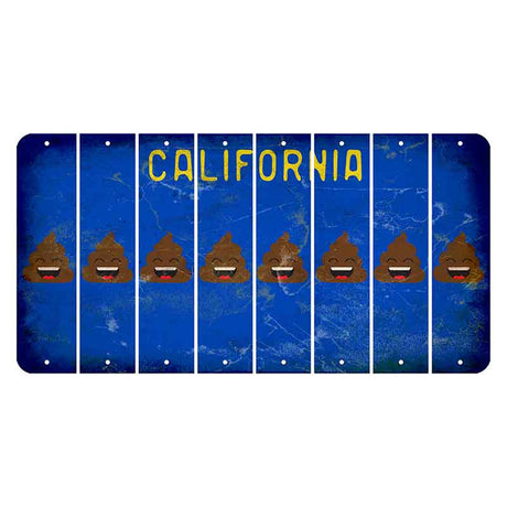 California Blue Cut License Plate Strips (Set of 8) Emoji - Poop