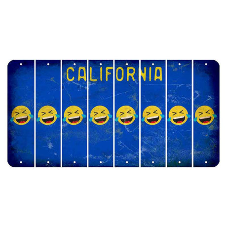 California Blue Cut License Plate Strips (Set of 8) Emoji - Laughing