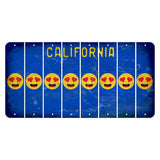 California Blue Cut License Plate Strips (Set of 8) Emoji - Heart Eyes