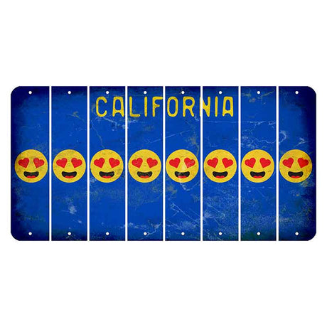 California Blue Cut License Plate Strips (Set of 8) Emoji - Heart Eyes