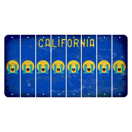California Blue Cut License Plate Strips (Set of 8) Emoji - Crying