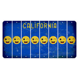 California Blue Cut License Plate Strips (Set of 8) Emoji - Winking