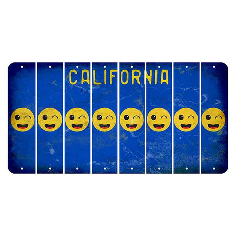 California Blue Cut License Plate Strips (Set of 8) Emoji - Winking