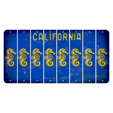 California Blue Cut License Plate Strips (Set of 8) Seahorse