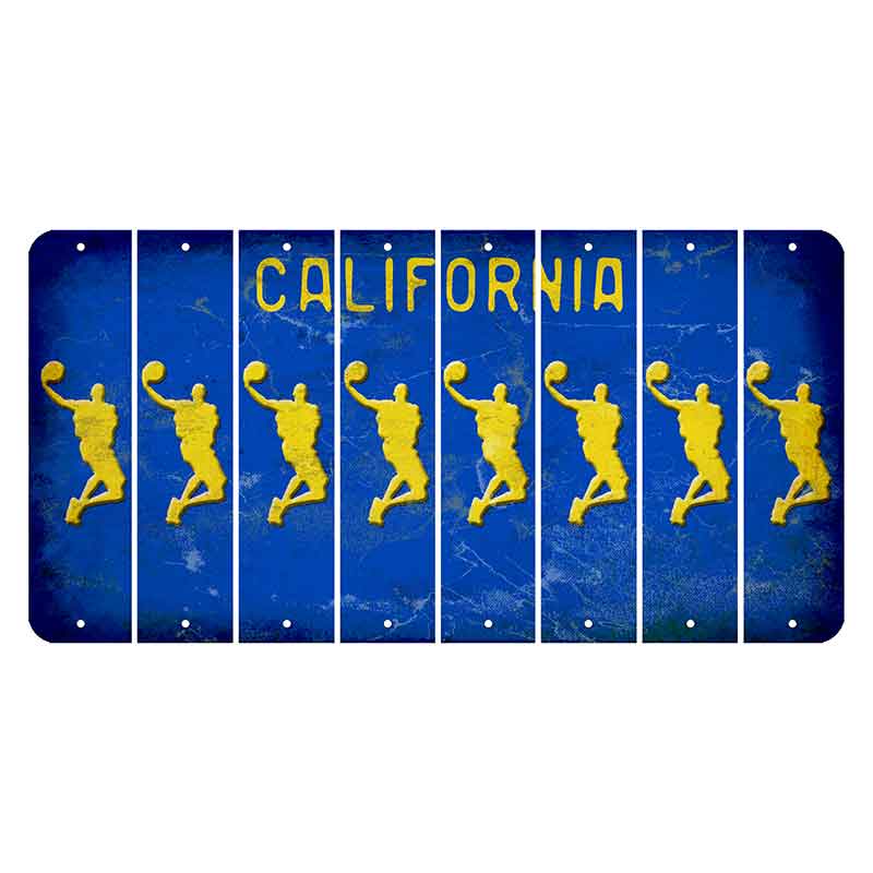California Blue Cut License Plate Strips (Set of 8) Basketball Player