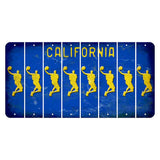 California Blue Cut License Plate Strips (Set of 8) Basketball Player