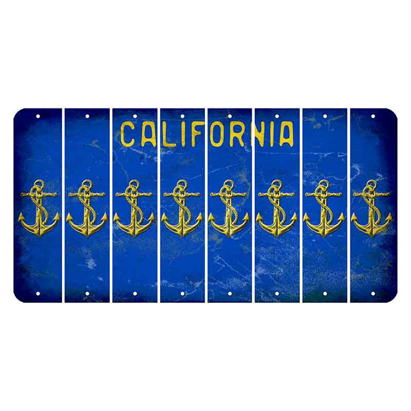 California Blue Cut License Plate Strips (Set of 8) Boat Anchor