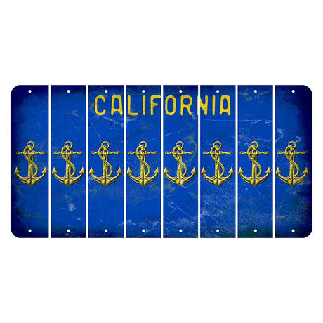 California Blue Cut License Plate Strips (Set of 8) Boat Anchor