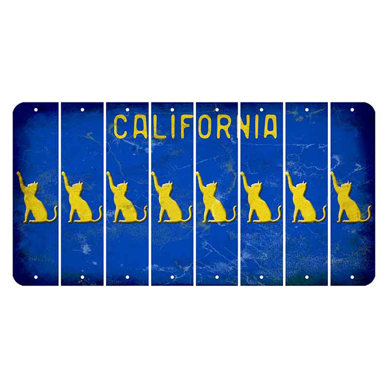 California Blue Cut License Plate Strips (Set of 8) Cat