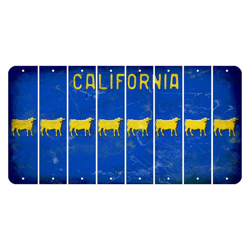 California Blue Cut License Plate Strips (Set of 8) Dairy Cow