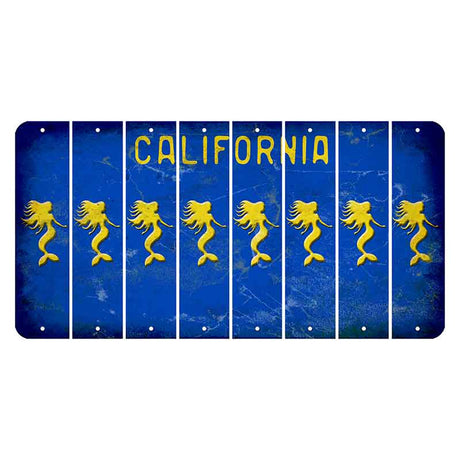 California Blue Cut License Plate Strips (Set of 8) Mermaid