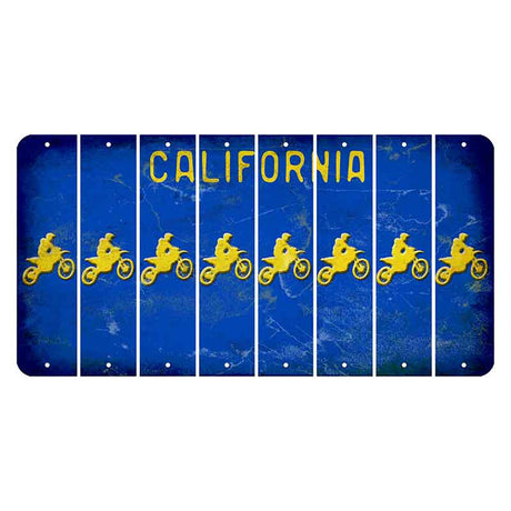 California Blue Cut License Plate Strips (Set of 8) Dirtbike Rider