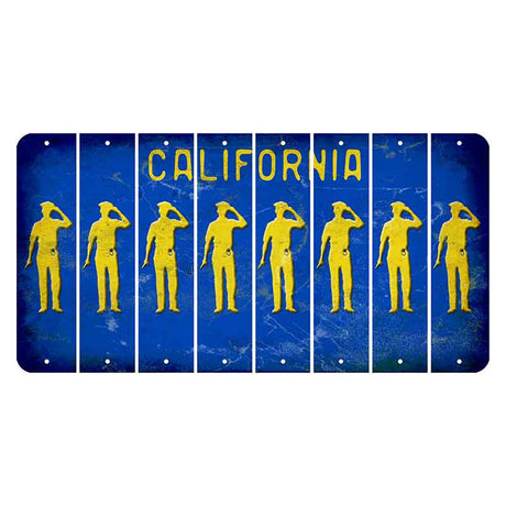 California Blue Cut License Plate Strips (Set of 8) Police Officer
