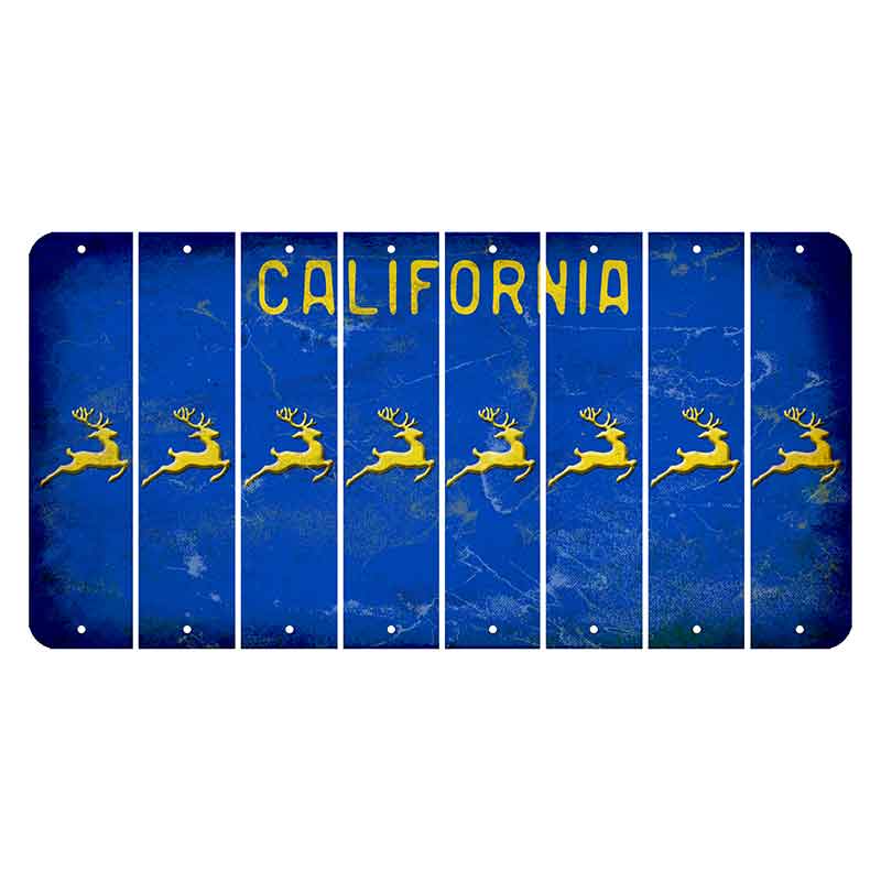 California Blue Cut License Plate Strips (Set of 8) Reindeer
