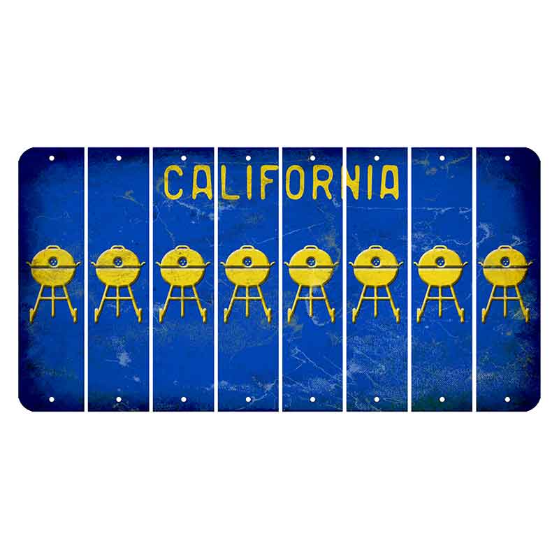 California Blue Cut License Plate Strips (Set of 8) Grill