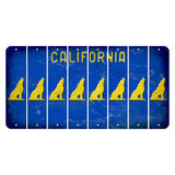California Blue Cut License Plate Strips (Set of 8) Howling Wolf
