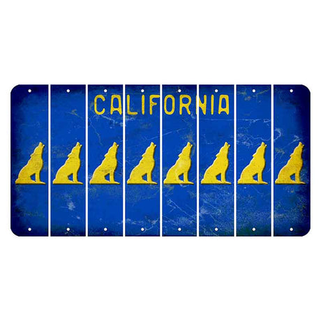 California Blue Cut License Plate Strips (Set of 8) Howling Wolf
