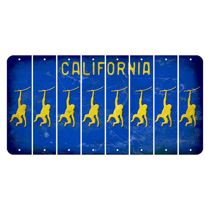 California Blue Cut License Plate Strips (Set of 8) Monkey