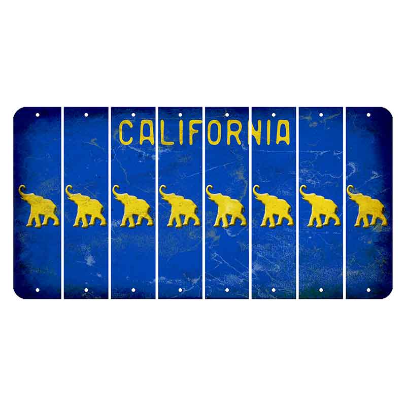 California Blue Cut License Plate Strips (Set of 8) Elephant