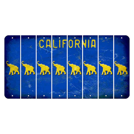 California Blue Cut License Plate Strips (Set of 8) Elephant