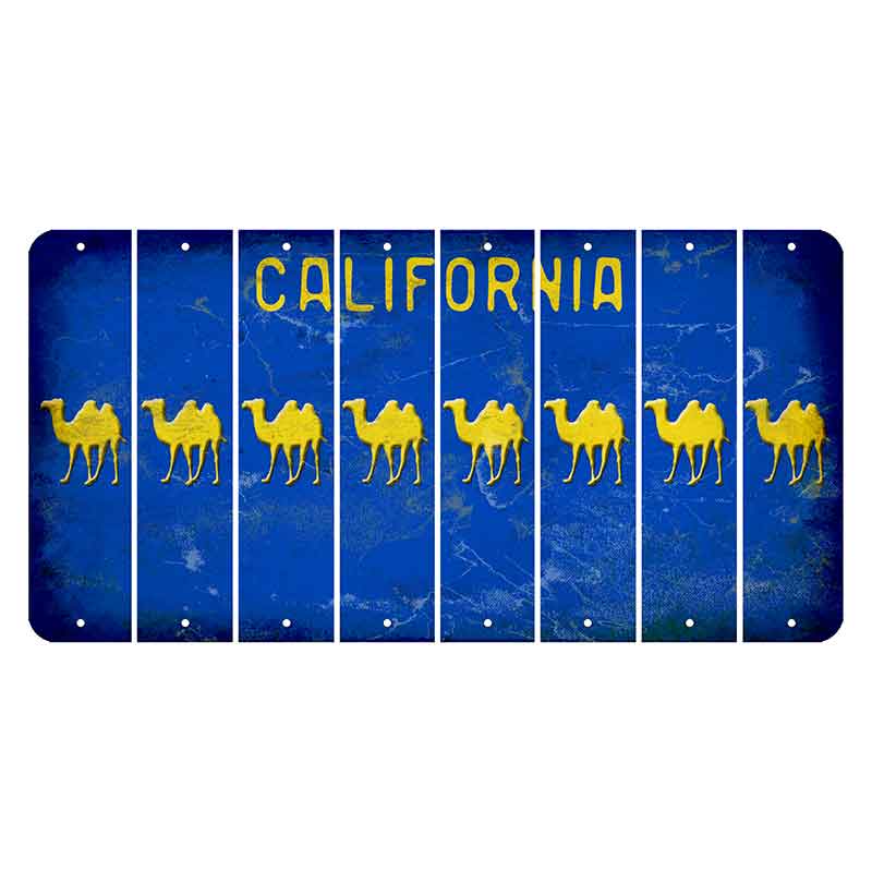 California Blue Cut License Plate Strips (Set of 8) Camel