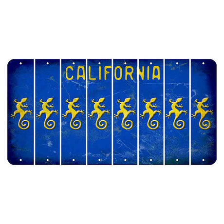 California Blue Cut License Plate Strips (Set of 8) Gecko