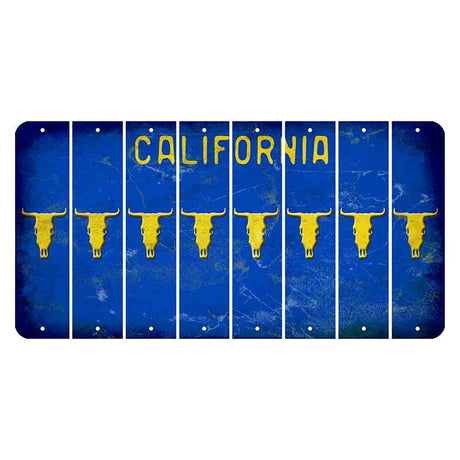 California Blue Cut License Plate Strips (Set of 8) Cow Skull