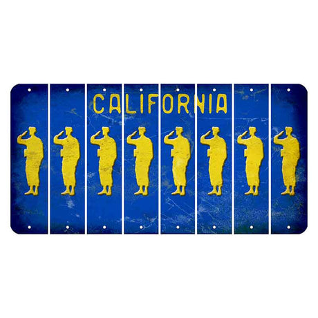 California Blue Cut License Plate Strips (Set of 8) Soldier - Saluting