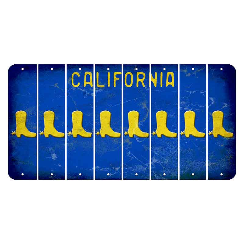 California Blue Cut License Plate Strips (Set of 8) Cowboy Boot