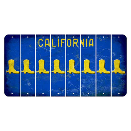 California Blue Cut License Plate Strips (Set of 8) Cowboy Boot