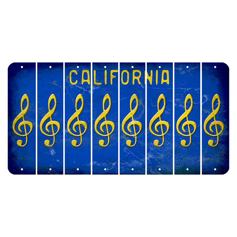 California Blue Cut License Plate Strips (Set of 8) Music Note